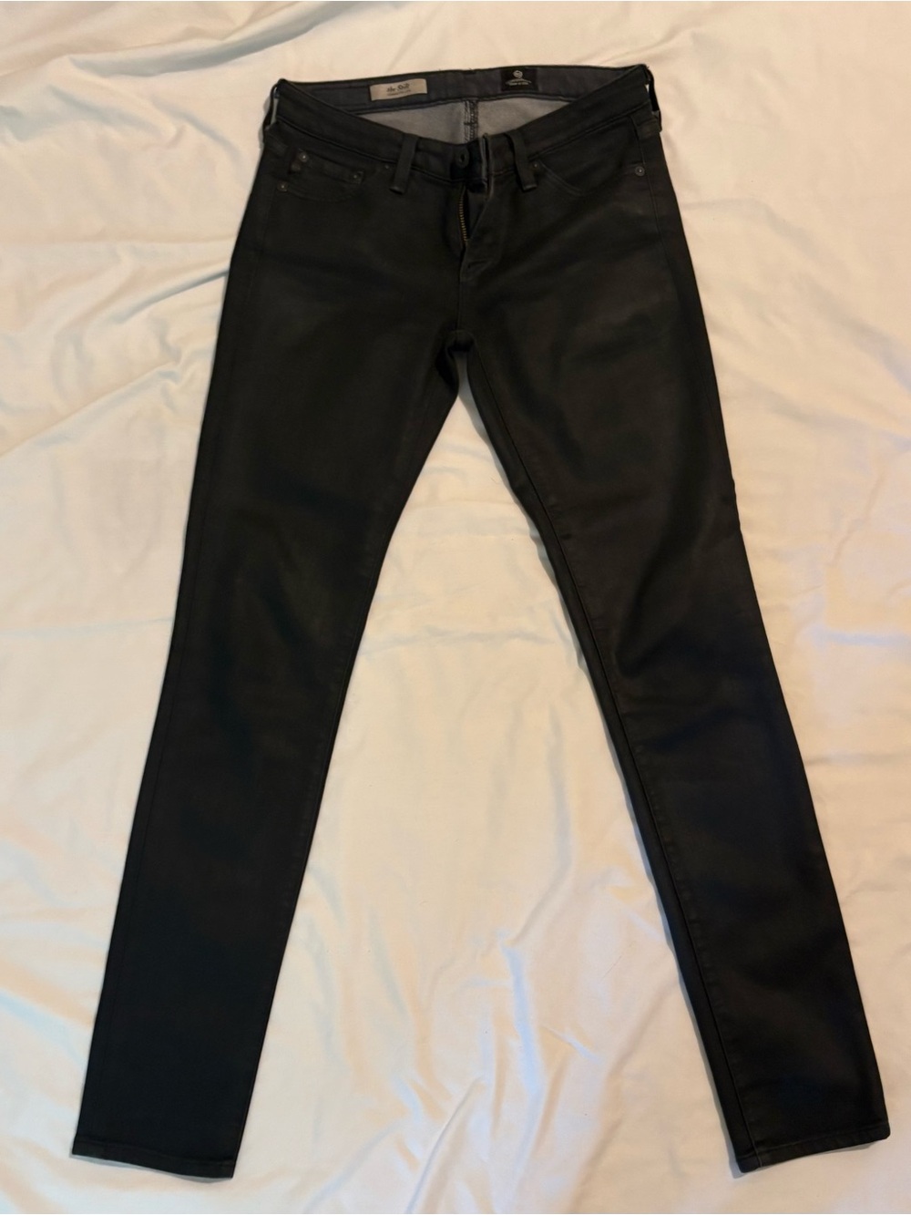 AG Adriano Goldschmied Black Coated “The Stilt”Skinny Jeans Size 25R